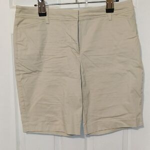 Talbots Tan Bermuda Shorts with Tailored Flat-Front Design